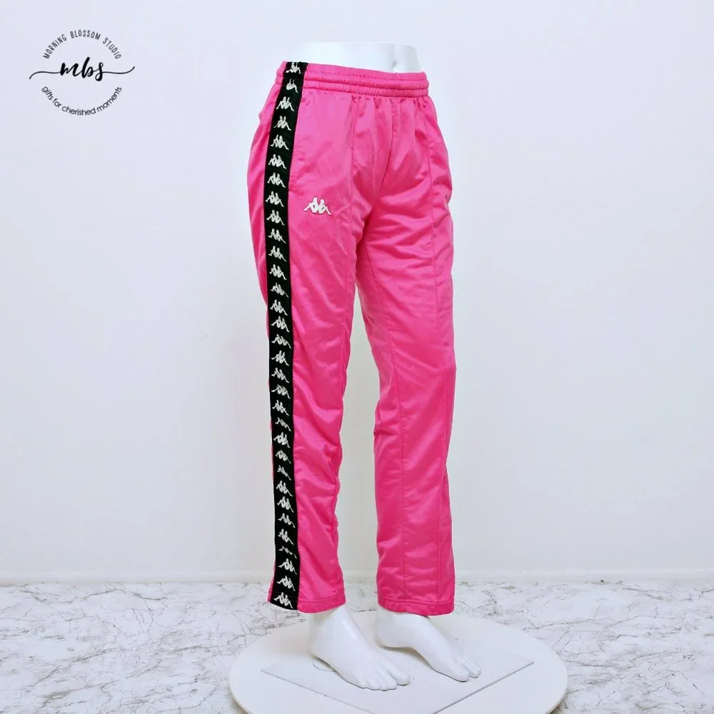 Kappa Logo Panel Drawstring High Waist Track Pants